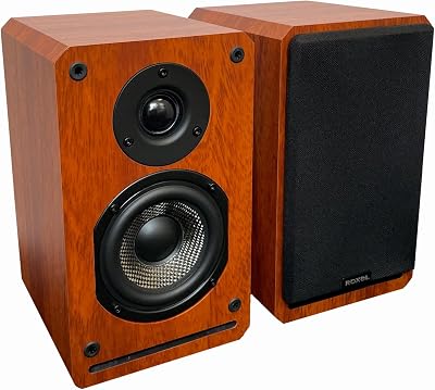 Roxel RBS 300 Cherry Wood Passive Bookshelf Speaker 4in Carbon Woofer 1in Silk