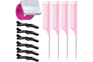RABETLY Magnetic Wristband for Hair Stylist Pin Wristband Wrist Pin Holder Braiders Wristband with 4 Pieces Hair Rat Tail Combs 6 Pieces Plastic Clip (Rose Red)