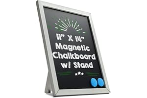 Besso Small Chalkboard Signs with Stand – Deep Black, Slate Chalk-Board 11x14 | Magnetic, Non-Porous Surface with Rustic Pine Wood Frame | Tabletop Chalkboard Sign for Wedding (White Washed)