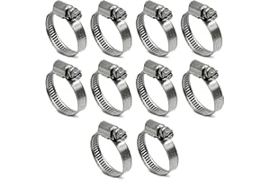 CHUN YUNG DA Embossed Worm Gear Hose Clamps Size#12, 5/8-1-1/4 inch Adjustable Heavy Duty Stainless Steel Hose Clamp, all 304 for Hose Clamp Assortment (20-32 mm, 10 Pack)