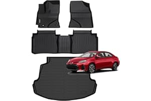 Jenofa-Floor Mats for Corolla 2014-2019 Sedan Car Mats Cargo Mat Fit Corolla Sedan All Weather Non-Slip Waterproof Durable TPE Rubber High Edge Protection Floor Liner Accessories Full Set