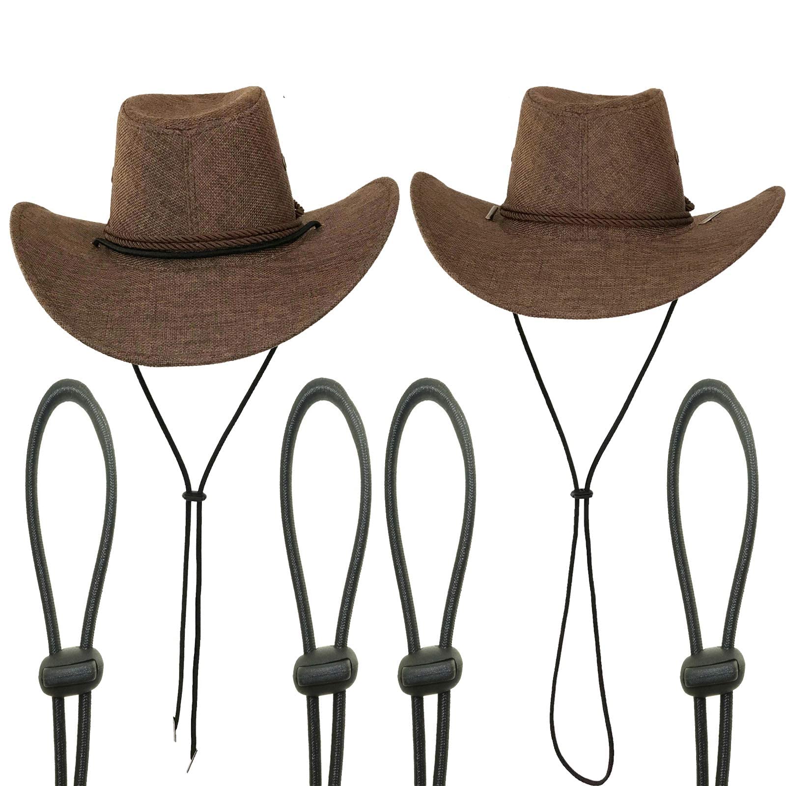 4pack Elastic Hats Removable Chin Cord, With Removable Chin Strap & Spring Loaded Stop Cord Lock- Super easy to add to hat. for Swim Goggles Fishing,Hiking,Camping,Boating,Sailing,Cycling.