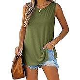 Imily Bela Womens Loose Fit Casual Flowy Tank Tops Crewneck Trendy Sleeveless Side Split Summer Tops Clothes Outfits 2025