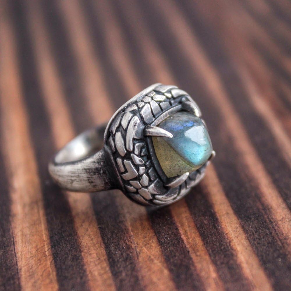 Gemstone Ring Sterling Silver Tourmaline Ring For Women Turquoise Jewelry Unique Handmade (Size 8 - Ready to Ship!)