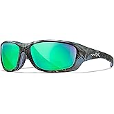 Wiley X WX Gravity Captivate Polarized Sunglasses, ANSI Z87 Safety Glasses for Men and Women, UV Eye Protection for Fishing and Biking Kryptek Neptune Frames, Green Mirror Tinted Lenses