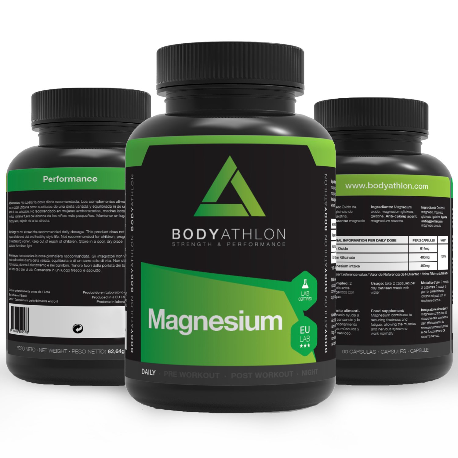 Bodyathlon - Magnesio, 90 cápsulas, 225 mg: Amazon.es: Salud y cuidado personal