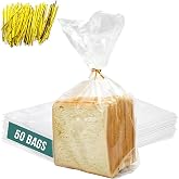 Reusable Plastic Bread Bags for Homemade - 50 Pack Clear Bag with Ties For An Airtight Moisture-free Preservation and Storage- Loaf Home Bakers Bakery Owners (Medium Size 6 * 3 * 15)