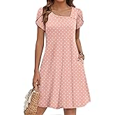 ZEAGOO Summer Dresses for Women 2026 Sundress Short Petal Sleeve Dress with Pockets Floral Dresses for Casual