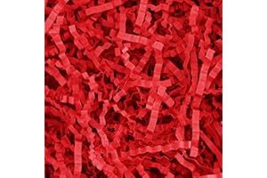 Raissily 10.5oz/300g Crinkle Cut Paper Shred Filler, Packing Grass Cushion for Christmas Wedding Birthday Anniversaries Easter Halloween Confetti Box Bag Basket Filling Gift Decoration - Red