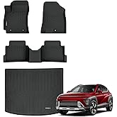 Auxko All Weather Floor Mats Cargo Mat for Hyundai Kona Not for EV 2024 2025 TPE Liners Accessories Guard Odorless Anti-Slip Floor Liners Trunk Liner for 2024 2025 Hyundai Kona
