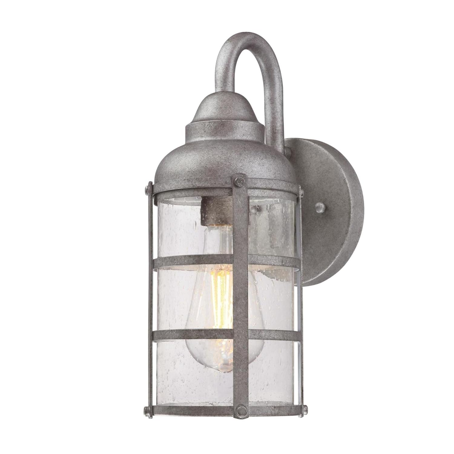 Westinghouse Lighting 6357700 Rezner One-Light, Galvanized Steel Finish with Clear Seeded Glass Outdoor Wall Fixture