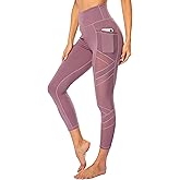WE CUFFLLE Women's Mesh High Waist Leggings Yoga Pants with Pockets Tummy Control 4 Way Stretch Workout Yoga Leggings
