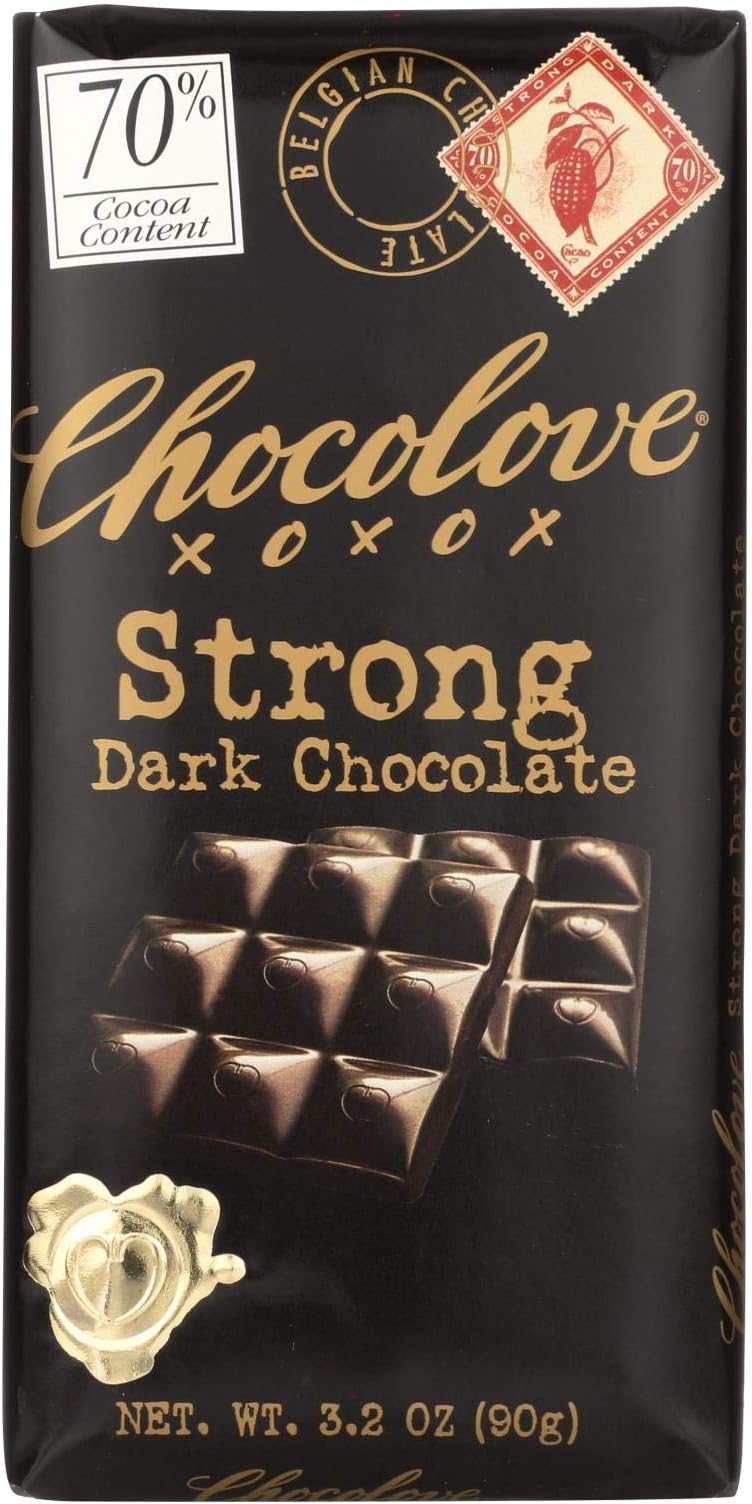 Chocolove Xoxox Premium Chocolate Bar - Dark Chocolate - Strong - 3.2 oz Bars - Case of 12 - Kosher - 70% Cocoa