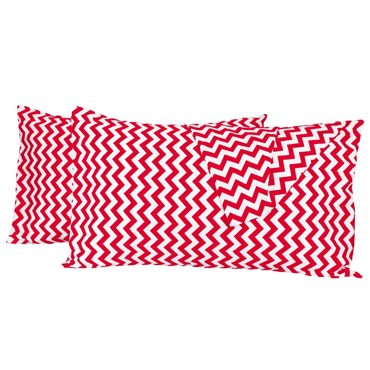 mookaitedecor Wave Striped Cotton Pillow Cases Red 2 Pack, Red Striped Pillow Cases Envelope Closure Queen Size Large Pillowcases 20 x 30 Inches Pillow Case Cushion Covers for Bedroom Sofa Couch