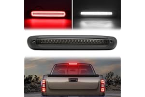 R&F Auto Smoked Lens F1 Style Strobe LED Third Brake Light Compatible with Silverado/Sierra 1500 2500HD 3500HD (2007-2013) Roof Cargo Lights Pickup Truck High Mount Stop Lamp, Replace OEM# 25890530