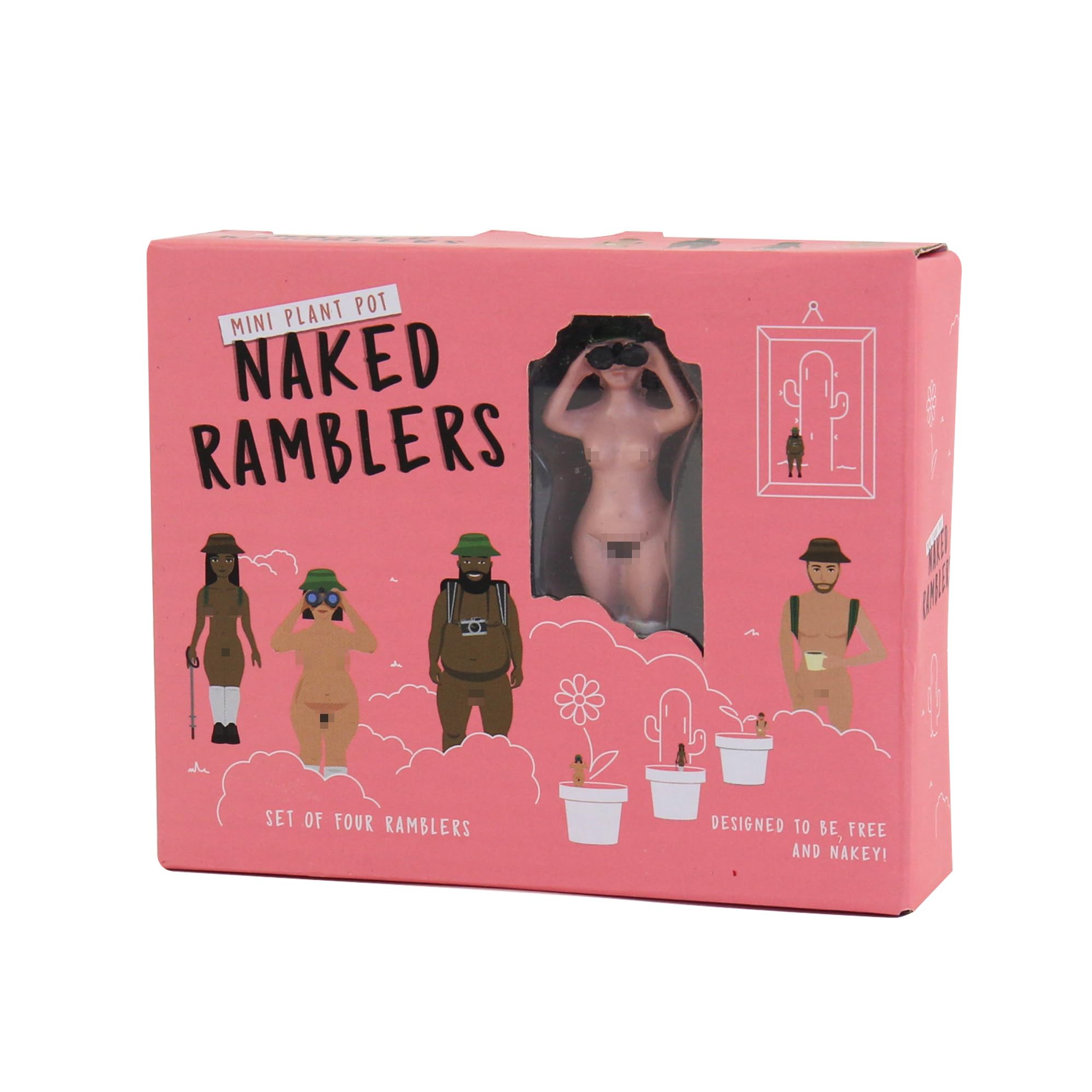 Gift Republic Mini Plant Pot Naked Ramblers, Pink, 5.5 cm