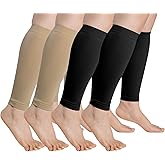 HOVEOX 4 Pairs Calf Compression Sleeves for Men and Women Leg Sleeves Footless Compression Socks for Running Cycling Sports