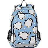 Sletend Multi-Compartment Student Shoulder Bag Backpack Penguin Cute School Bags for Boys Girls with Reflective Stripes Large Capacity Printing Backpack