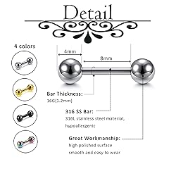 4 Pairs Stainless Steel 14/16G Mixed Colors Body