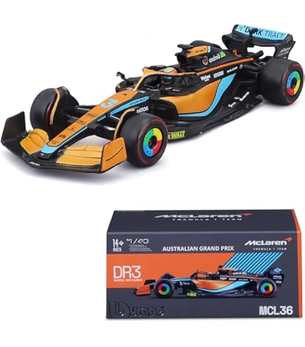 Amazon.com: Bburago 1/43 Scale Formula 1 McLaren F1 MCL36#3 Daniel
