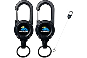 Yojaro Retractable Keychain Heavy Duty 2Pack, Multitool Carabiner Badge Holder, Retractable Keychain Clip Id Holder, Upgraded 58cm Stainless Steel Cord Black