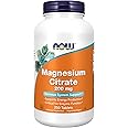 NOW Supplements, Magnesium Citrate 200 mg, Enzyme Function*, Nervous System Support*, 250 Count (Pack of 1)