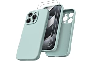 ORNARTO Designed for iPhone 15 Pro Max Case with 2X Screen Protector, Liquid Silicone Gel Rubber Cover [Upgraded Camera Protection], Shockproof Protective Phone Case-Succulent
