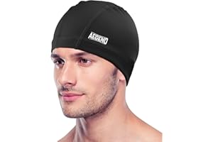 Aegend Fabric Swim Cap, Silicone Waterproof Layer - Breathable Cloth Swimming Cap, Keep Hair Dry with Hight Elasticity for Youth(8-16) Adult, 2 Sizes to Choose