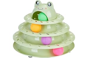 Gefryco Cat Toys 4-Tier Roller Track, Turntable Cat Tower Toy with Colorful Chase Balls, Multi-Level Interactive Cat Toys for Bored Indoor Adult Cats, Fun Puzzle Kitten Exercise Toys Self Play(Green)