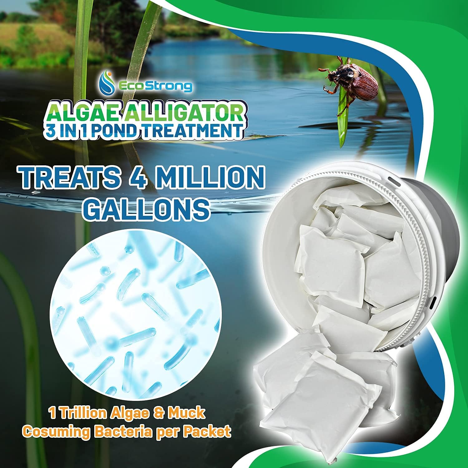 Pond Water Cleaner & Clarifier | Powerful 3 in 1 Bioactive Treatment [Treats up to 4 Million gallons]: Kitchen & Dining