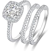 CEJUG Cubic Zirconia Wedding Rings for Women Bridal Ring Set Engagement Bands Halo 2.0Ct Cz Size 4-12