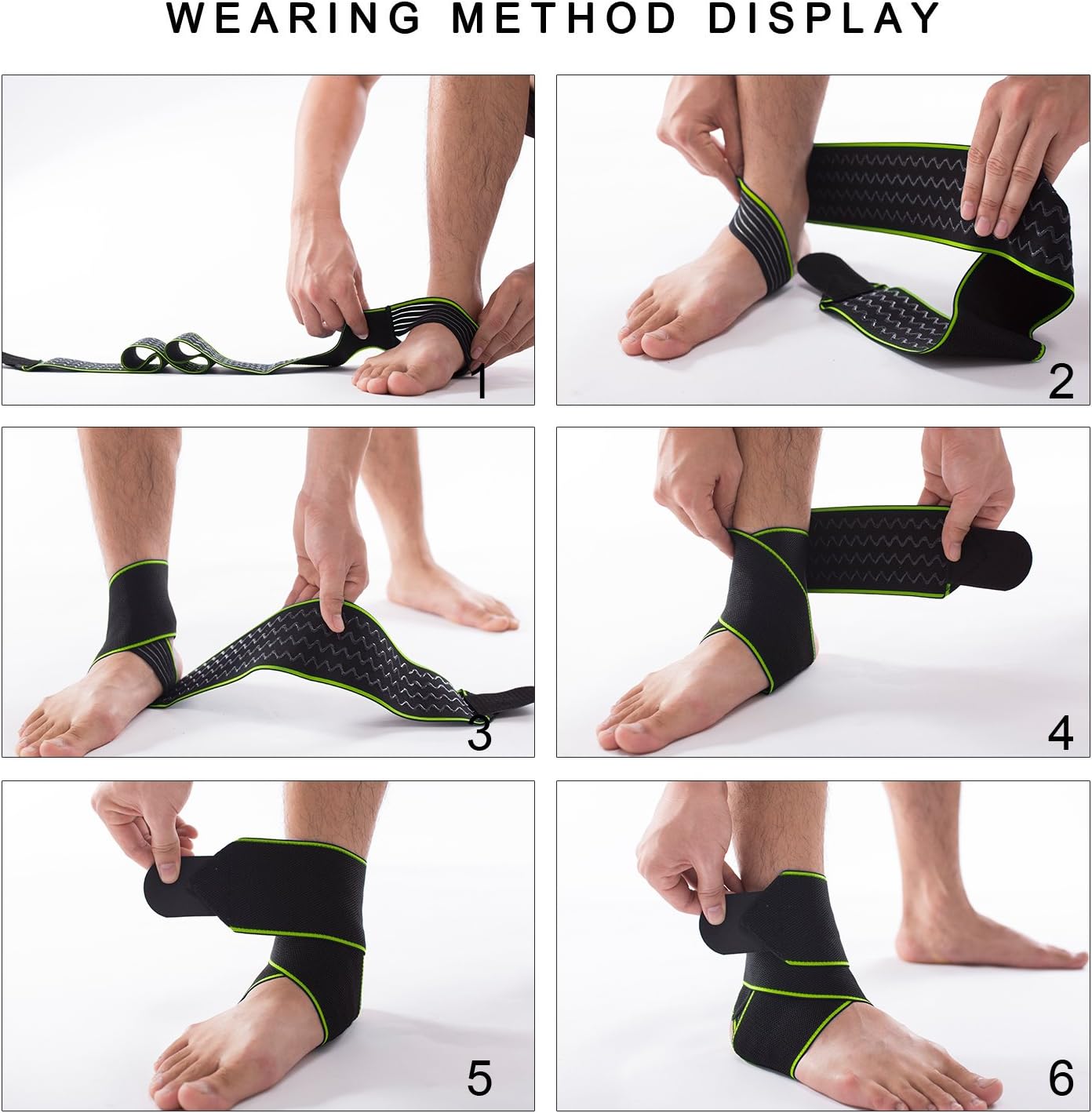 LOKEP Ankle Brace Breathable Ankle Support Adjustable Ankle Stabilizer with Compression Wrap Support, Suitable for Men & Women, Sports(2 Pack) -One Size Fits All (Green) : Sports & Outdoors