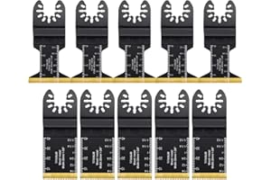 Savoriee 10PCS Oscillating Saw Blades, Universal Titanium Multitool Blades for Wood Plastics Metal, Quick Release Multi Tool Kits Fit Ryobi Milwaukee Rockwell Fein Makita