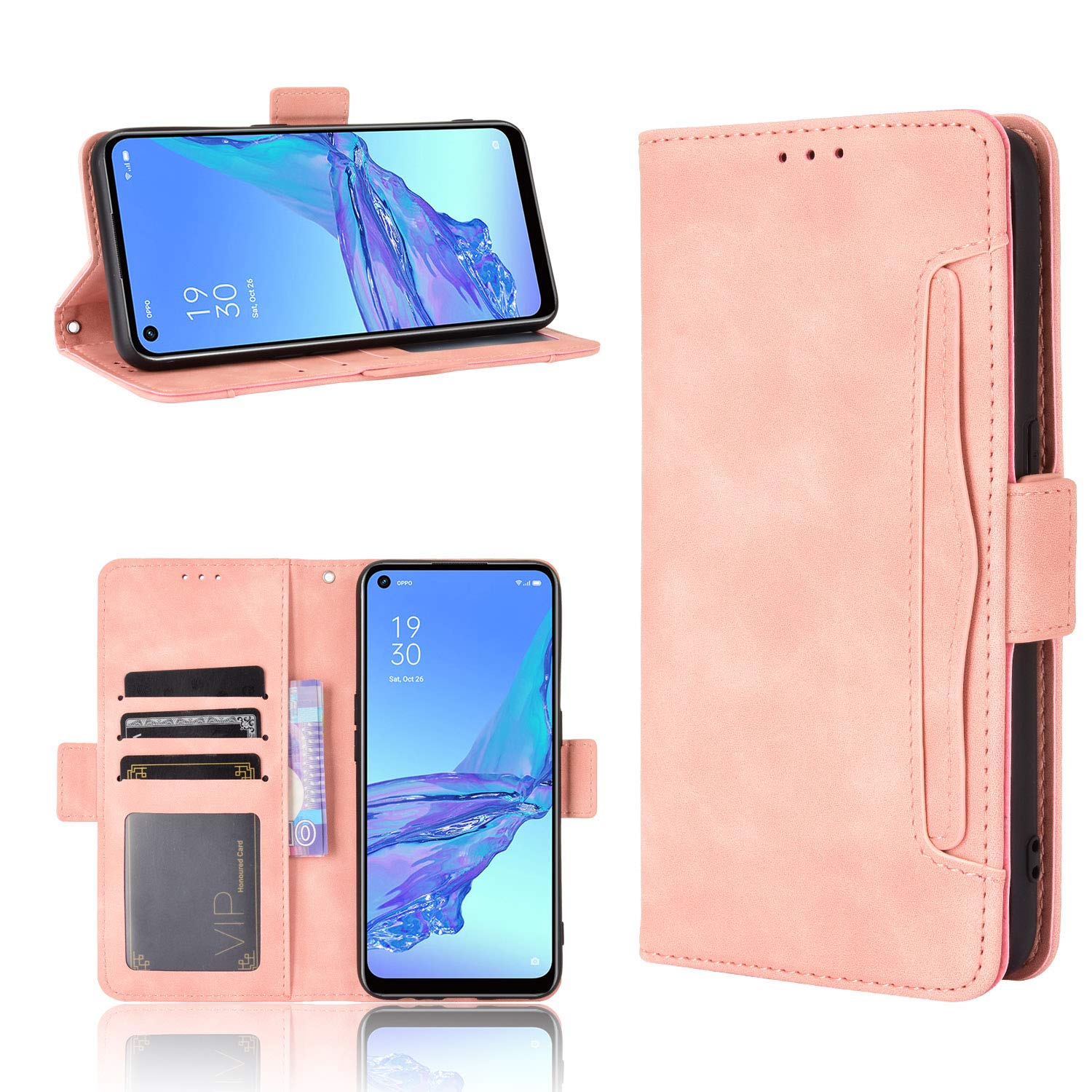 BellaCase Oneplus Nord N10 5G Case [Wallet Case] [Kickstand] [Card Slots] [Magnetic Flip Cover] Compatible with Oneplus Nord N10 5G Smartphone(Pink)