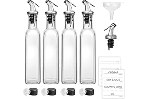 GM GMISUN GMISUN Oil Dispenser Bottle for Kitchen, Olive Oil Dispenser Bottle 8oz, Cooking Oil and Vinegar Dispenser Set 4Pack, Olive Oil Decanter Container with Oil Pourer Spout, Funnel & Labels