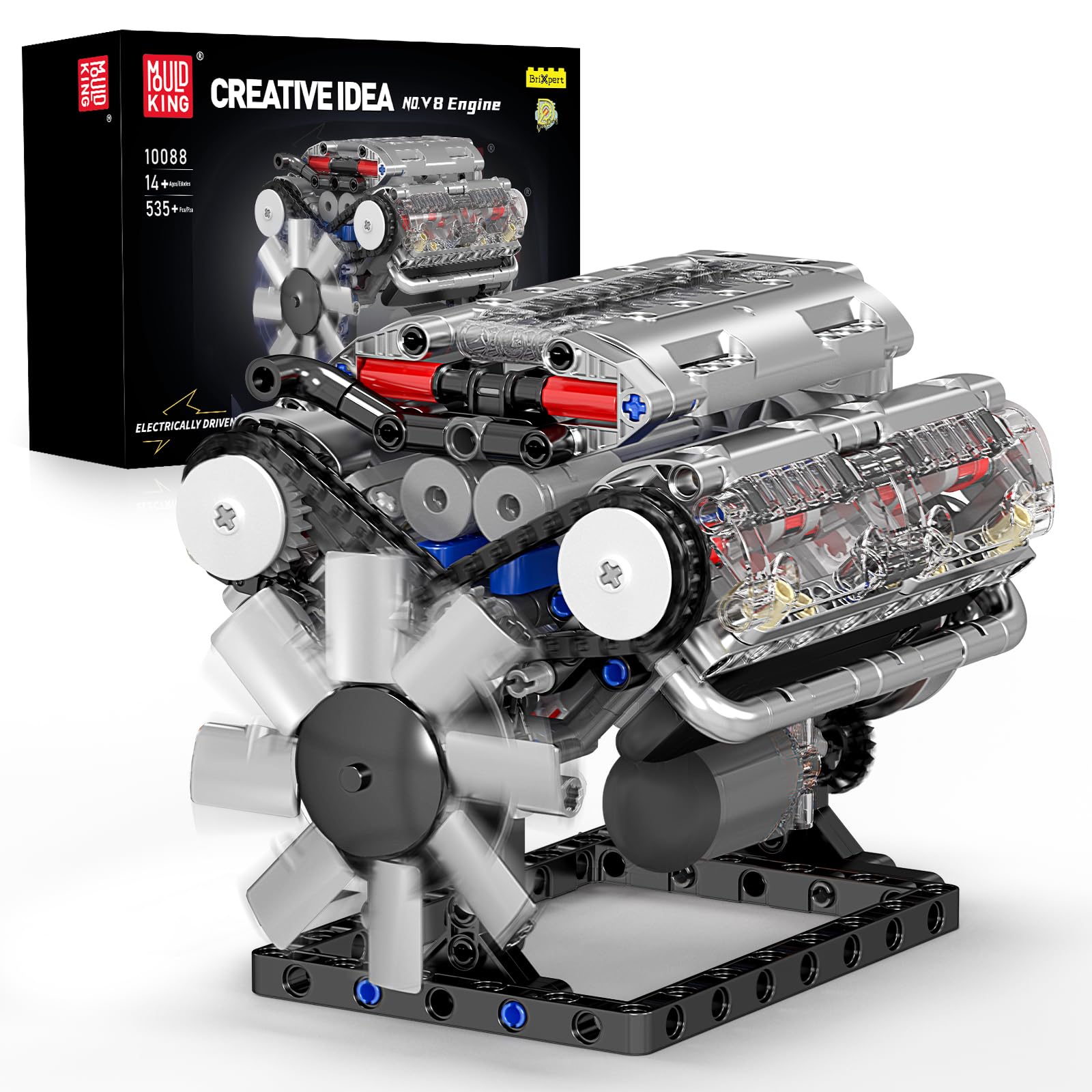 Mould King 10088 V8 Engine Building Kit - Build Your Own V8 Engine Toy, 8-Cylinder Petrol Car Engine Replica Model Building Kit for Kids/Teens 10+ Years (535 Pcs) — image 1