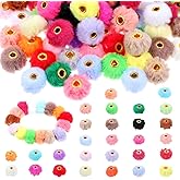 200 Pcs Fluffy Pom Pom Beads, Fuzzy Beads for Pens Mixed Color Soft Puff Bead for DIY Jewelry Keychain Handicrafts Craft Accessories (0.8 Inch, Random Colors)
