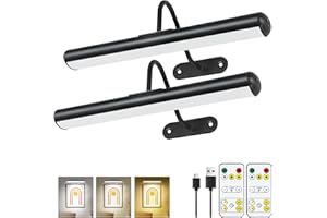 ARIXINKS 2Pack-Dimmable Picture Lights with Timer Controller for Wall Sconce Lamps,Art Painting Light for Home Office Gallery, 5000mAh Rechargeable Battery Operated Wall Light for Display Portrait Frame-Black