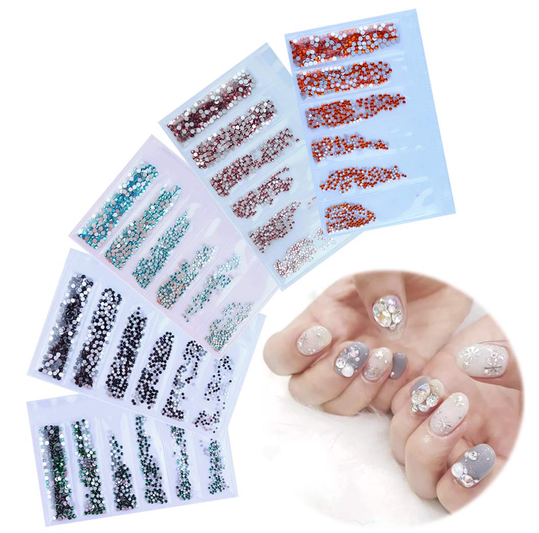 Ranvi 7200 Pieces(6 Grid)5 Pack of Nail Art Rhinestone Decoration Style3 — image 1