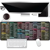 Linux Command Line Mouse Pad Desk Pad,Cheat Sheet Mouse Mat Stitched Edges Non-Slip Waterproof Rubber Base Mousepad for for Programmers Developers and IT Professionals 31.5x11.8 in