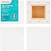 AUREUO 4x4 Inch Gallery Wrapped Canvas - 1.5 Inch Depth 4 Pack - 10 Oz Triple Gesso Primed 100% Cotton Square White Artist Canvases for Acrylic & Oil Paints