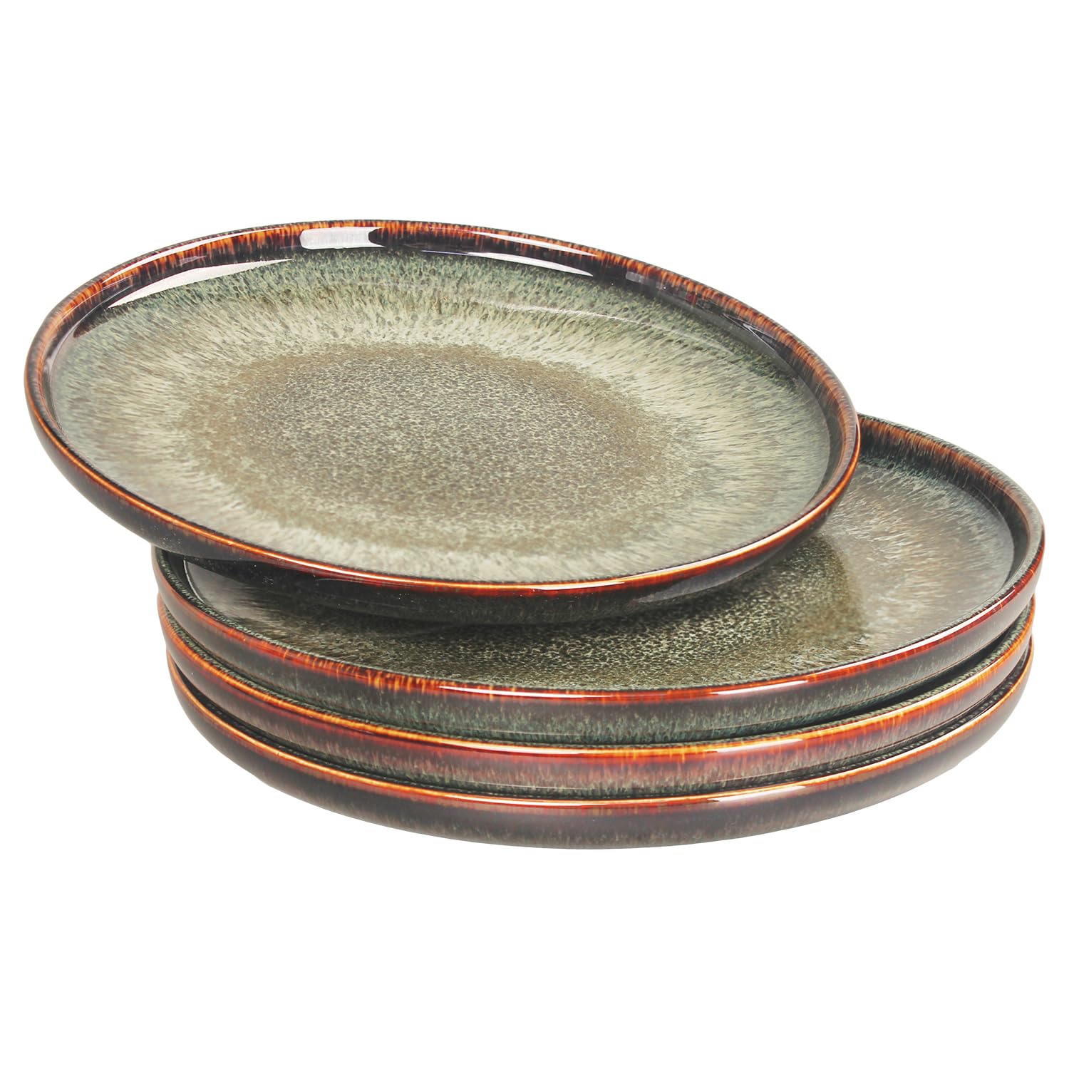 jinsongdafa Ceramic Dinner Plates Set, Dessert Plates Set of 4, for Platter Tray Serving Plate - Microwave Dishwasher Safe,Scratch Resistant,Dinnerware Kitchen Porcelain Serving Dishes, 25.5cm Round