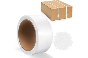Gilprop Banding Strapping, Pallet Strapping, Packaging Coil, 492' Length1/2 Width, Box Packing Tool Kit, Poly Plastic Packaging Tool and 100 Pcs Plastic Buckles(White)