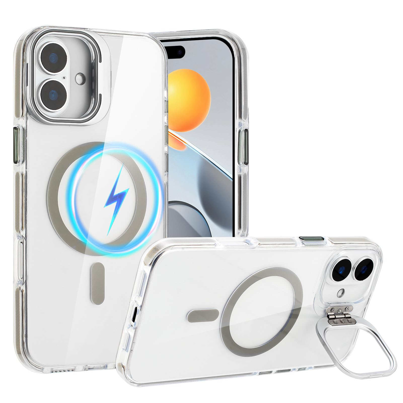 Photo 1 of Tikoo Designed for iPhone 16 Plus Case Clear with Magsafe Heavy Duty Magnetic Phone Case with Sturdy Metal Stash Camera Stand Ring Military Grade Protective Case iPhone 16 Plus 6.7”