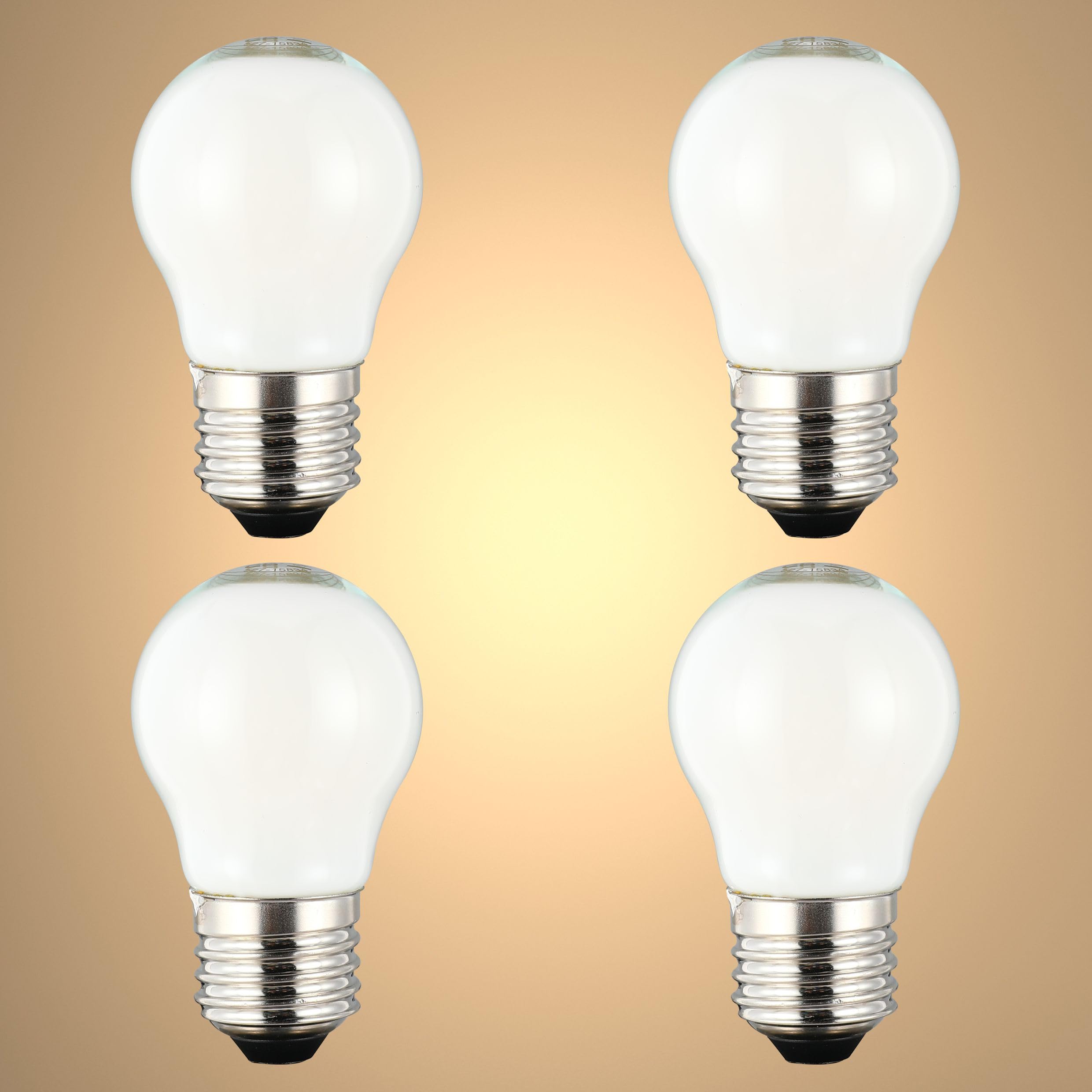 TEKLED® G45 Golf Ball NONDIMMABLE Filament LED Bulbs | E27 Edison Screw | A15 Energy Saving 4W Light Milky White Glass Bulb 40W Incandescent Bulb Equivalent | 4000K 510LM | 4-Pack | Cool White