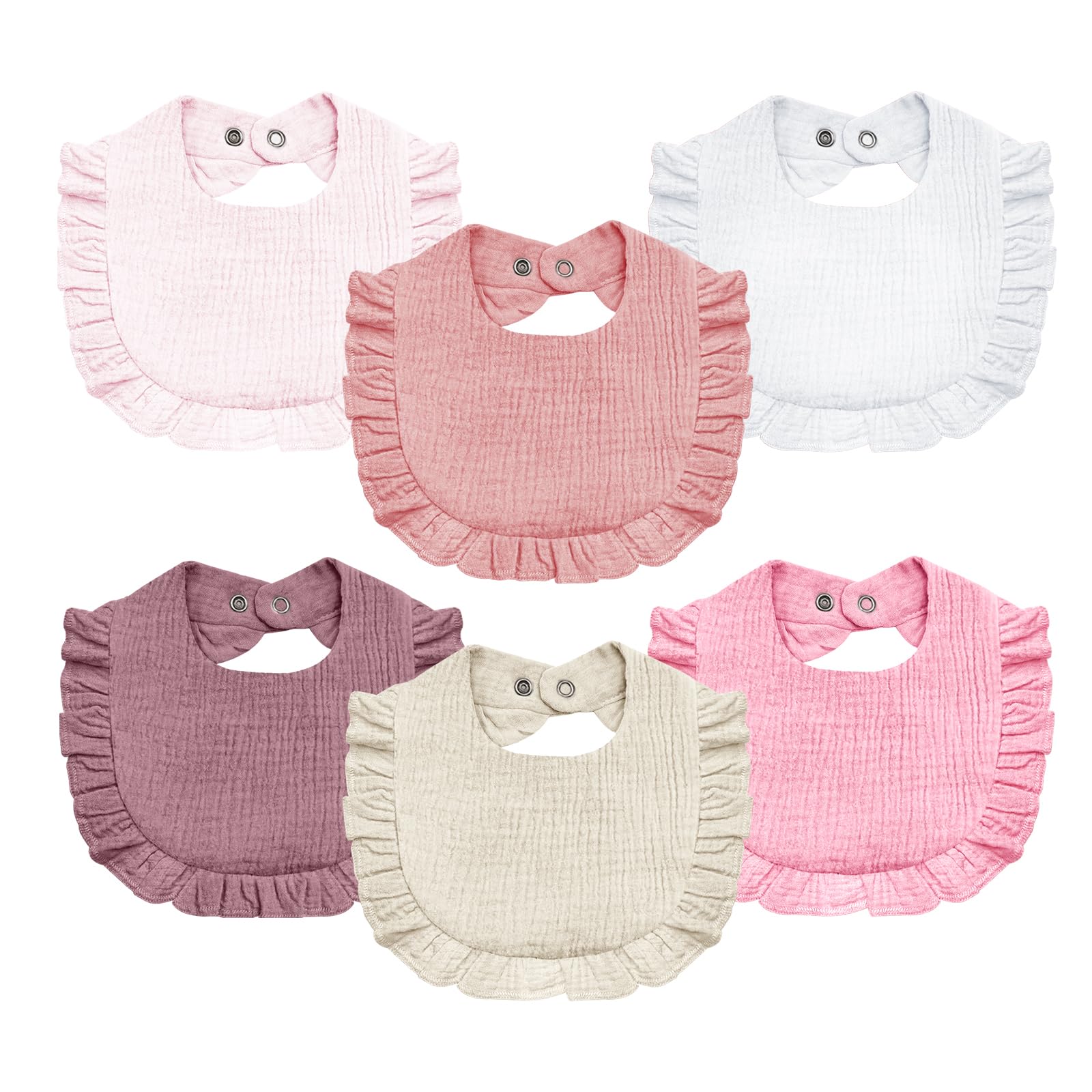 Photo 1 of NISXABEBE Baby Muslin Bibs,6 Pcs Drool Bandana Bibs for Baby Girl Drooling and Teething,Soft and Absorbent Cotton for Newborn Toddler