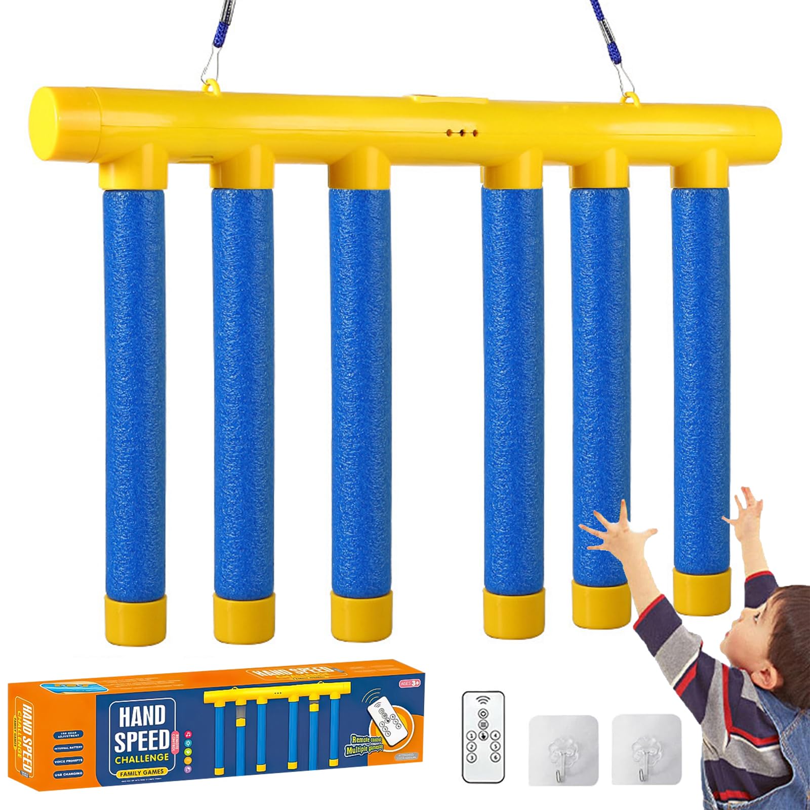 Reflective Drop Stick Challenge Game Set, 2026 Reflex Drop Sticks Challenge Game with Remote Control, 3 Adjustable Speed Reflex Challenge Toy, Reaction Training Toy for Kids, Adults (Blue)