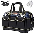 AIRAJ Tool Bag,18 Inch Waterproof Tool Bag Organizer with ABS Molded Hard Base,Soft Padded Handle and Shoulder Strap,Oxford Cloth,Tool Bags for Men & Women