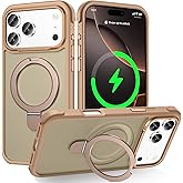 Lufanbis Designed for iPhone 17 Pro Max Case with Magnetic Stand, [Military Drop Protection][Great Grip Feeling] Matte Translucent Back Slim Shockproof Phone Cover for iPhone 17 Pro Max 6.9", Gold