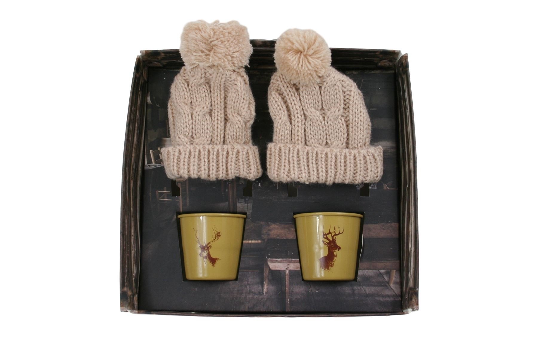 Eddingtons Set of 2 Cosy Up Stag Illustration Egg Cups and Cosies